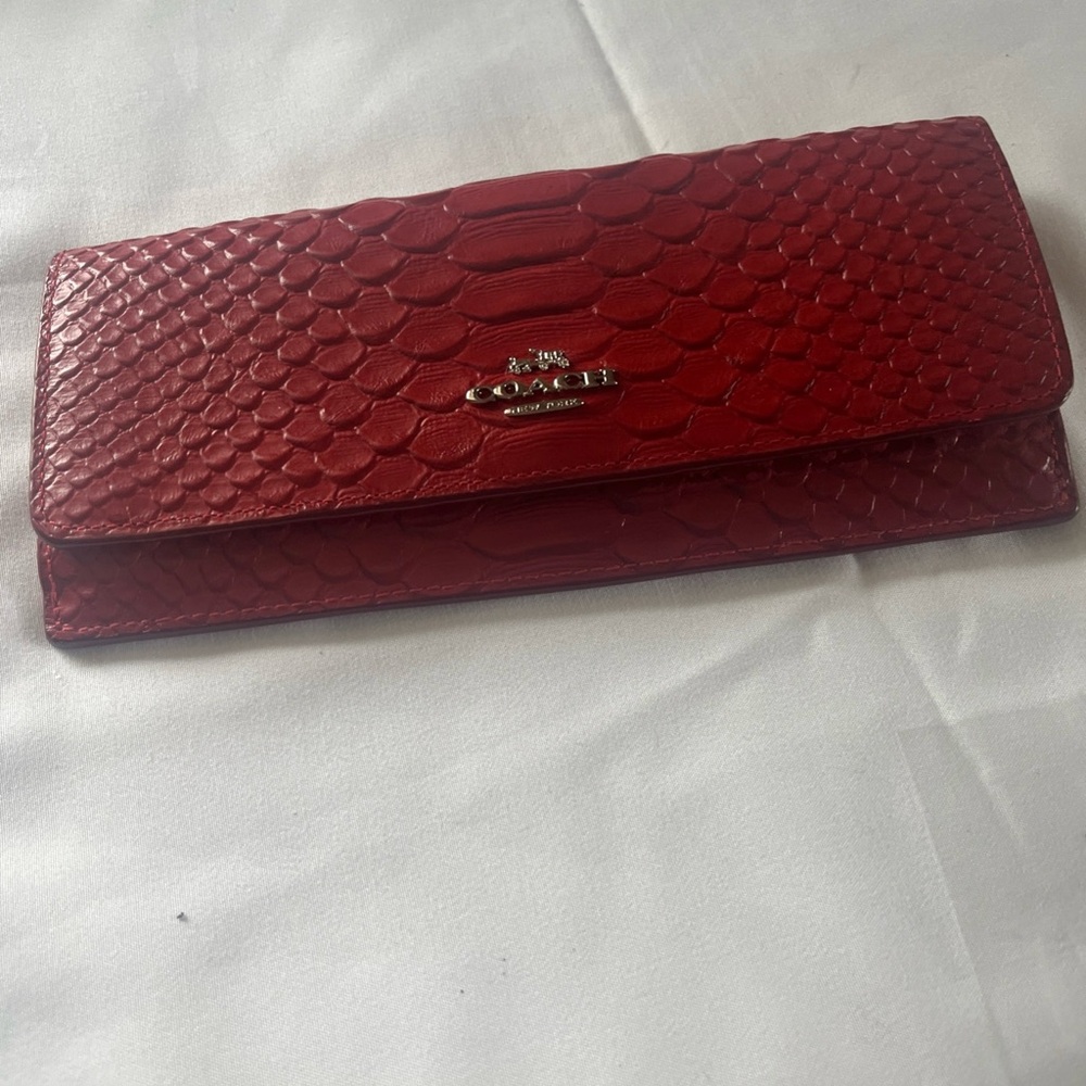 Coach Red Embossed Leather Wallet rehab